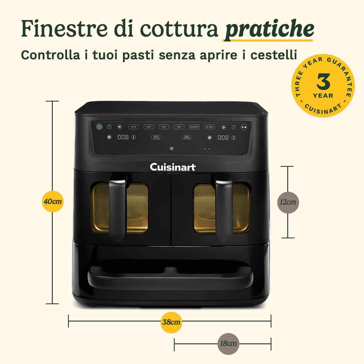 Cuisinart Tri Zone Heißluftfritteuse & Ofen, 13,6L, 3 Kochzonen, 9-in-1, PFAS-frei