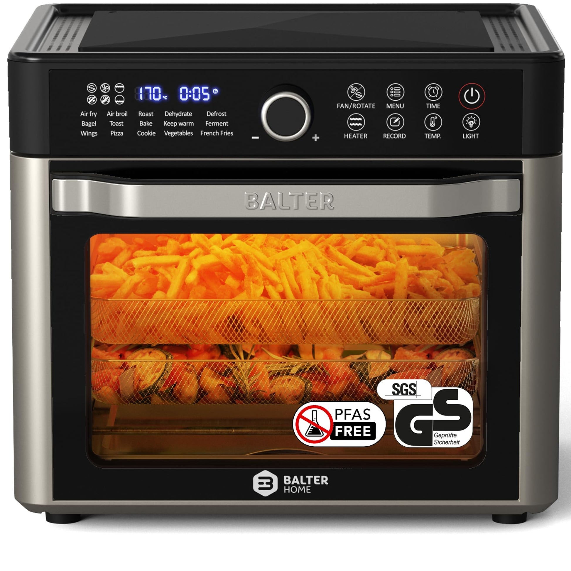 Balter XXL 22L Heißluftfritteuse, 200 Programme, 16-in-1, 1800W