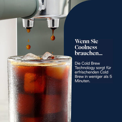 De'Longhi Dedica Duo Siebträger für Espresso & Cold Brew, Milchaufschäumer, Grün