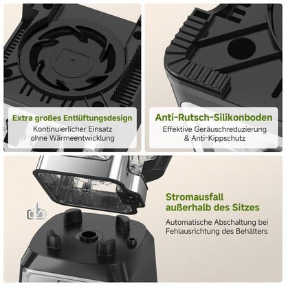 AMZCHEF Standmixer 2000W, 2L, 8 Geschwindigkeiten, für Ice Crushing & Smoothies, BPA-frei