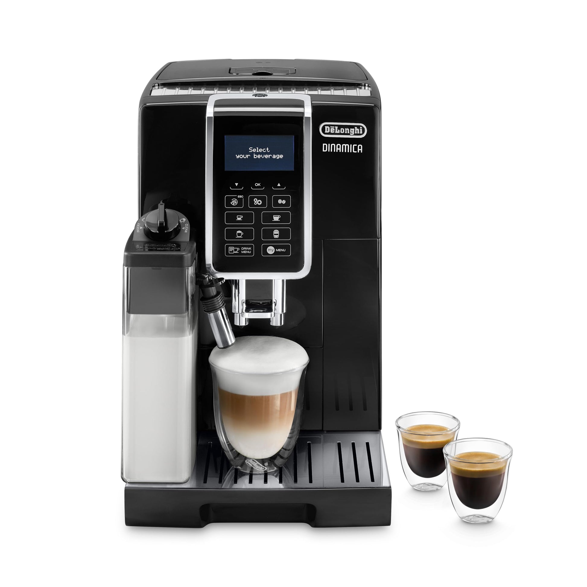 De'Longhi Dinamica Kaffeevollautomat mit LatteCrema System, Digitaldisplay, Schwarz