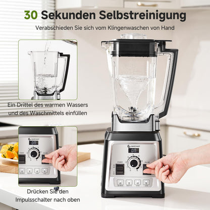 AMZCHEF Standmixer 2000W, 2L, 8 Geschwindigkeiten, für Ice Crushing & Smoothies, BPA-frei