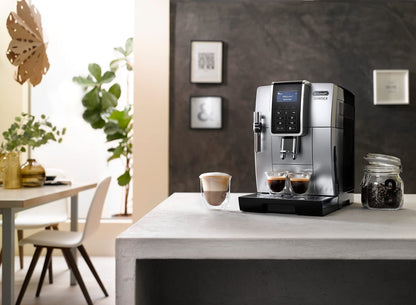 De'Longhi Dinamica Kaffeevollautomat mit Milchdüse und Display, Silber