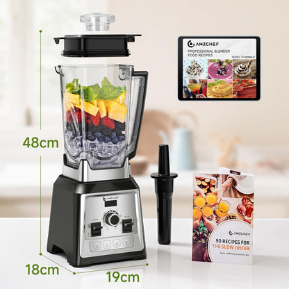 AMZCHEF Standmixer 2000W, 2L, 8 Geschwindigkeiten, für Ice Crushing & Smoothies, BPA-frei
