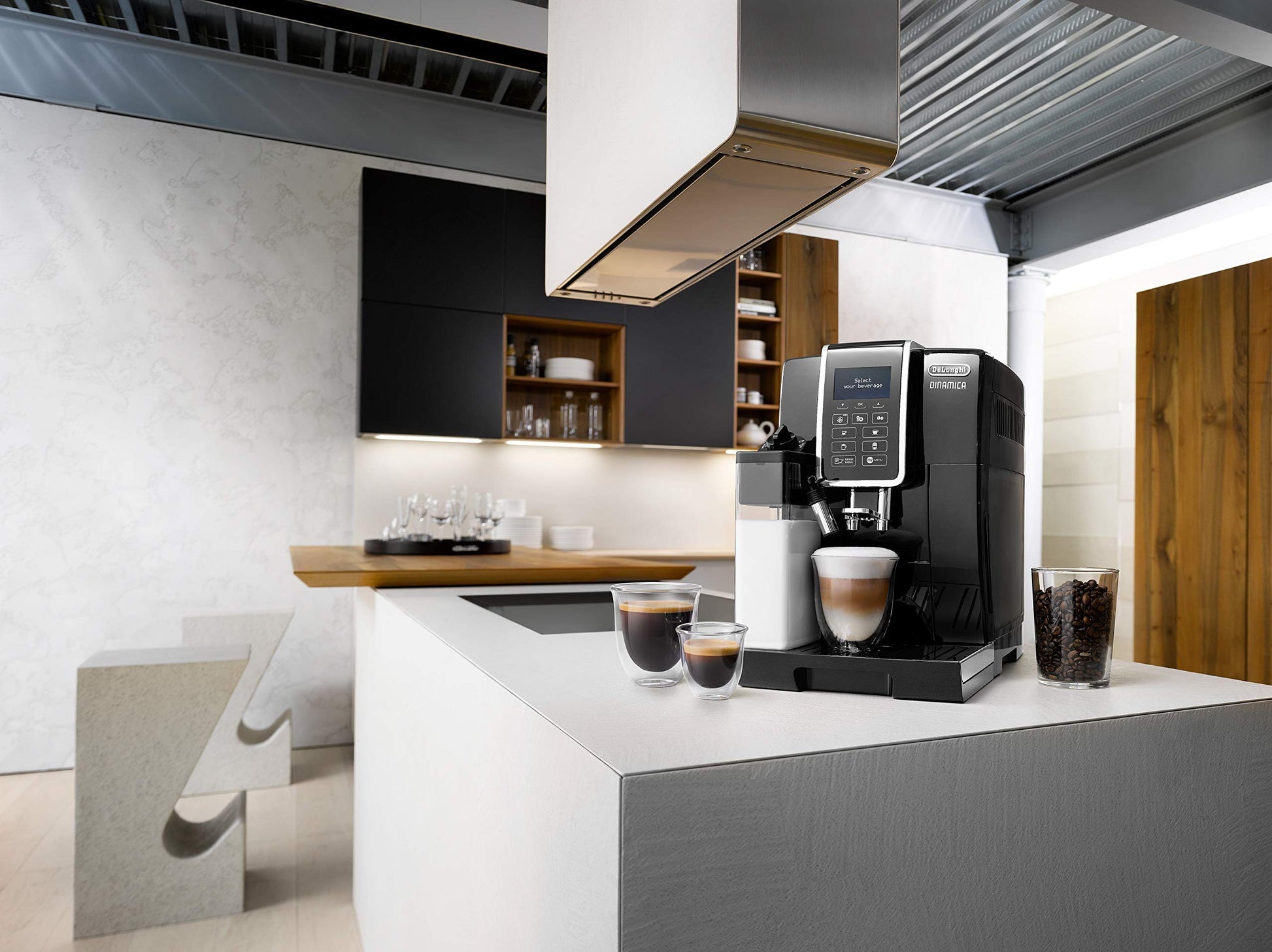 De'Longhi Dinamica Kaffeevollautomat mit LatteCrema System, Digitaldisplay, Schwarz