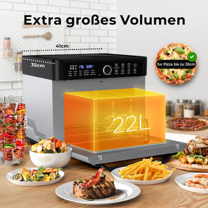 Balter XXL 22L Heißluftfritteuse, 200 Programme, 16-in-1, 1800W